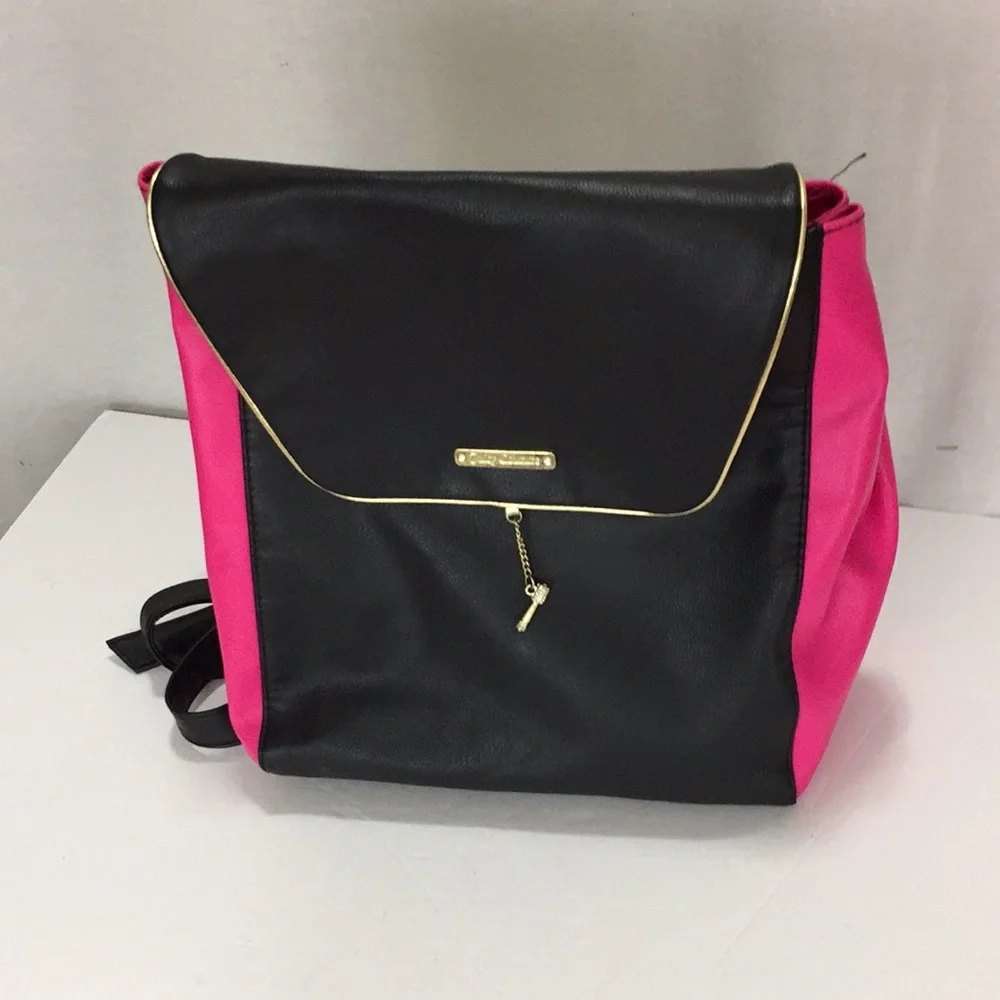 Juicy Couture Black and Pink Backpack Purse Bag